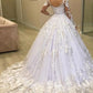 Princess Lace Appliques Ball Gown Long Sleeves Wedding Dresses    fg4672