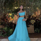 Blue Two Piece A-line Long Prom Dress, Formal Dress    fg5107